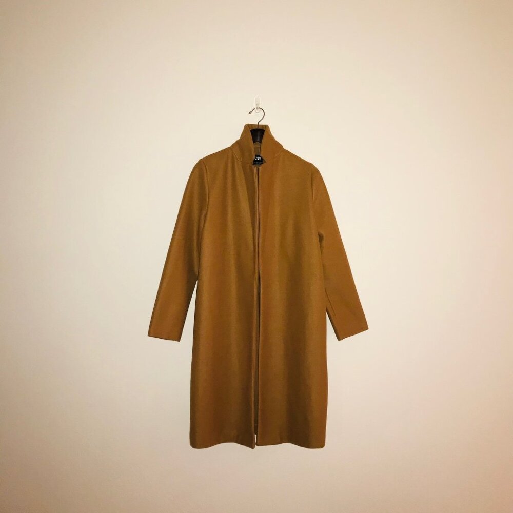 Long Coat by Zara, size Large, Camel Hair Brown